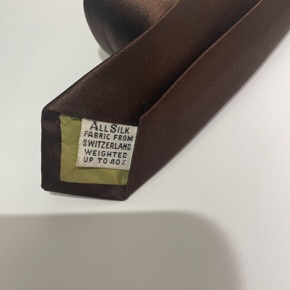 Vintage Brown Silk Tie with Orange Medallion Pattern Silk Fabric Switzerland - Picture 2 of 6